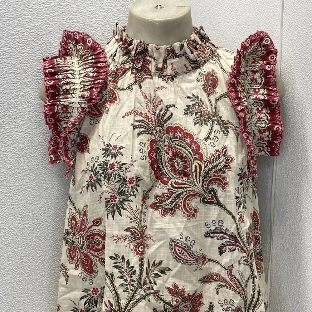 NEW SEA Women's Cassandra Flutter Sleeve Top Size S Multicolor